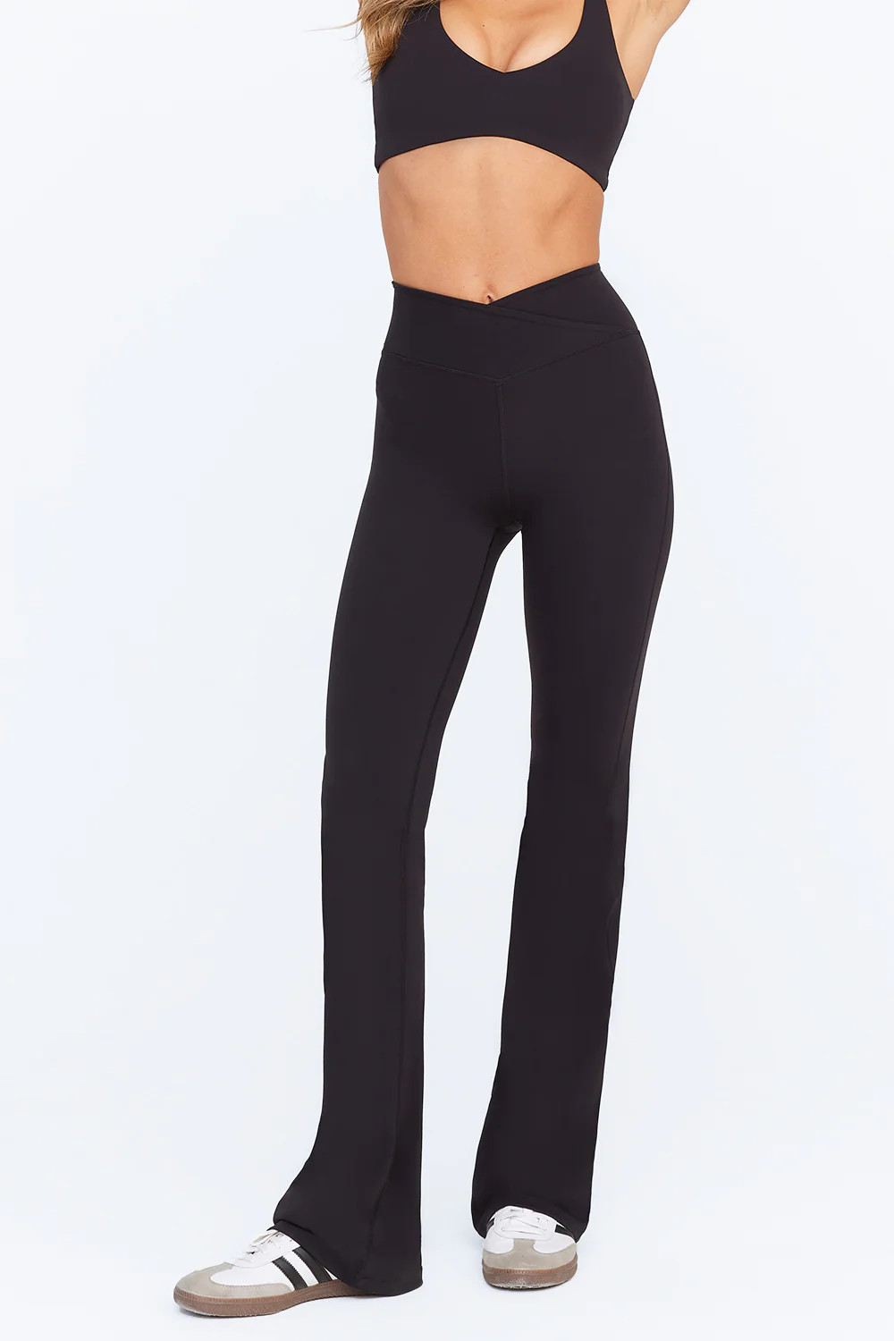 DAYFLEX WRAP HIGH WAISTED FLARED YOGA PANT - SHADOW BLACK | TALA (UK)