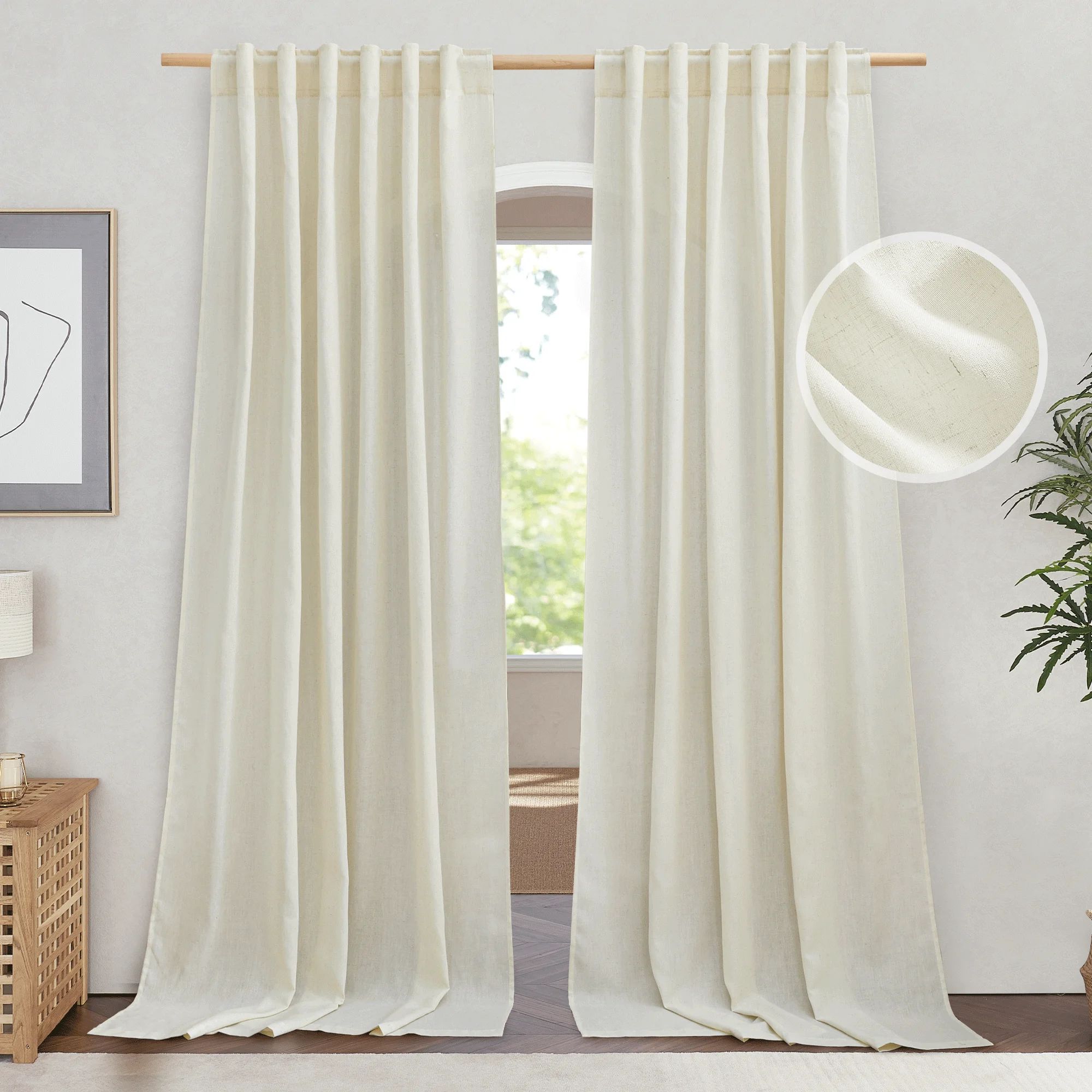 NICETOWN Natural Linen Curtains 84-inch Length 55" Wide for Nursery, 2 Panels, Thick Linen Textur... | Walmart (US)