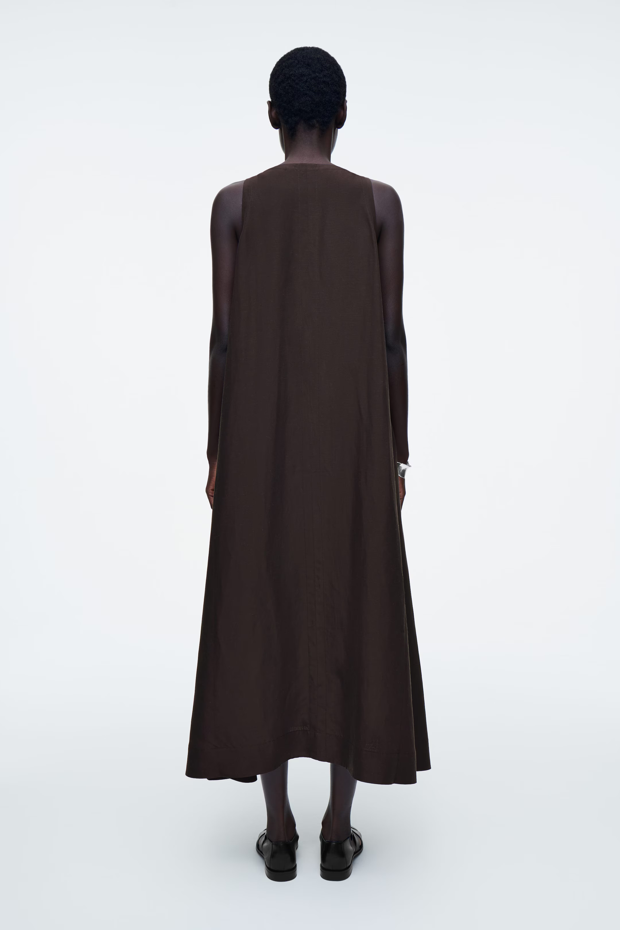 A-LINE LINEN-BLEND MAXI DRESS - BROWN | COS UK