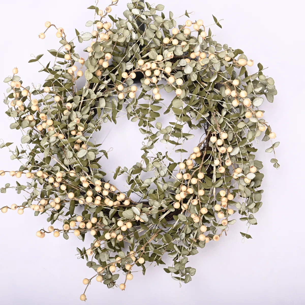 22" Handcrafted Faux Eucalyptus Berry Wreath for Front Door | Wayfair North America
