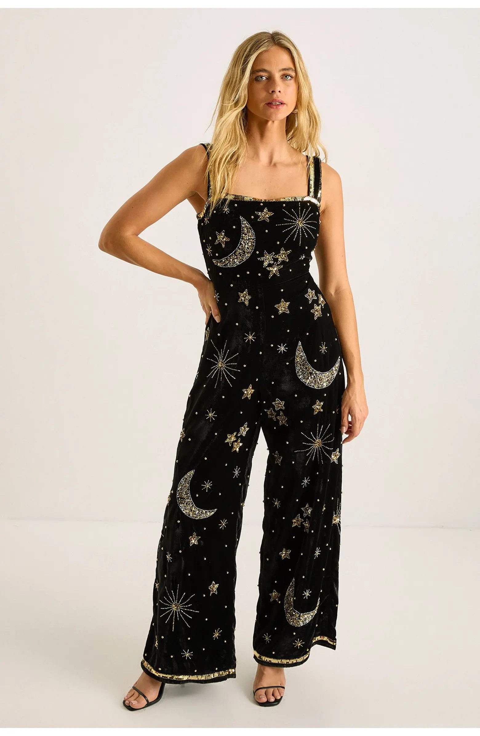 Velvet Celestial Square Neck Jumpsuit | Nordstrom
