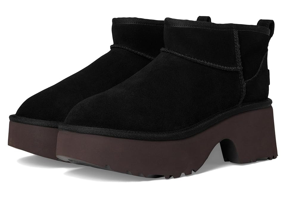 UGG Classic ultra Mini New Heights Women's Boots Black : 9 B - Medium, Suede | Zappos
