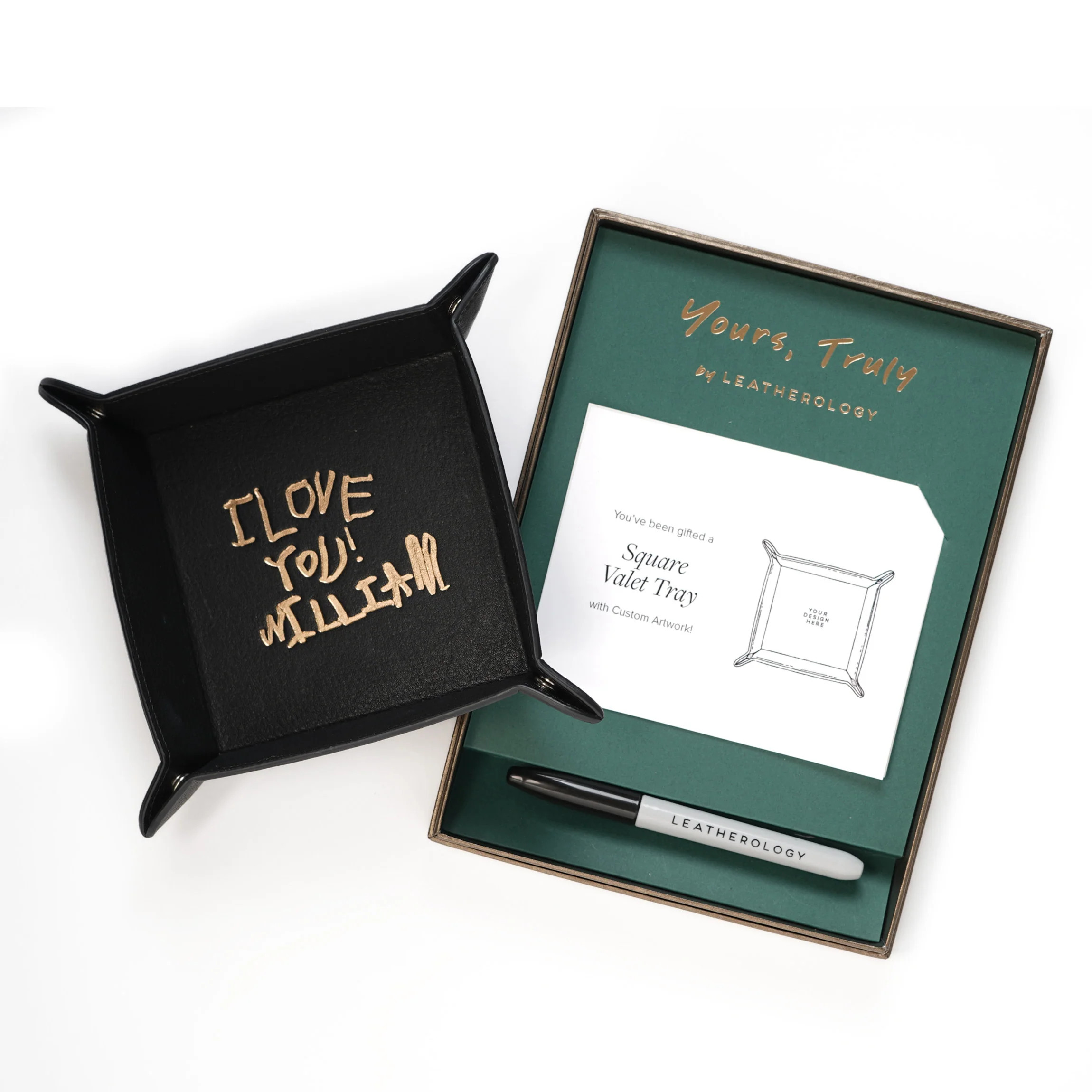 Yours, Truly Square Valet Tray Gift Set | Leatherology