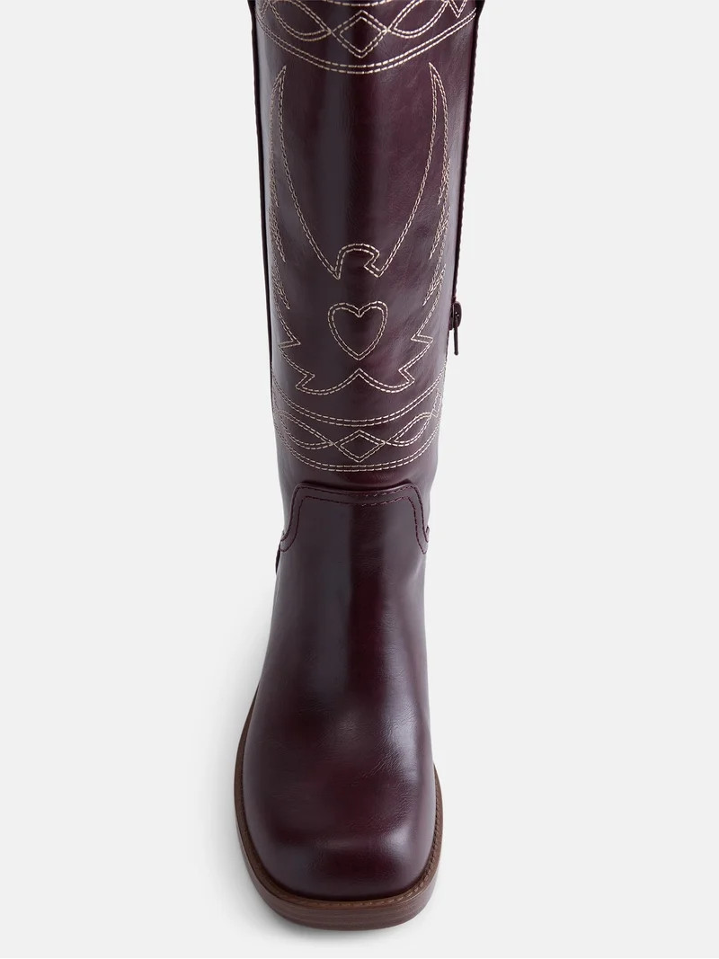 No Boundaries Women's Bird Embroidered Block Heel Boots | Walmart (US)