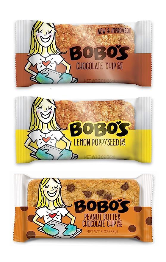 Bobo's Oat Bars, Variety Pack, 3 oz Bar (12 Pack), Chocolate Chip, Lemon Poppyseed, Peanut Butter... | Amazon (US)