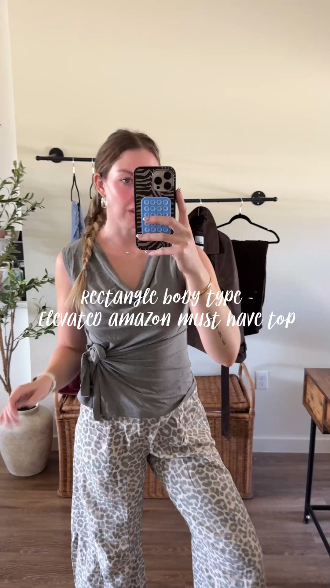 Rectangle body types - I’m 5’10 wearing a medium could have sized down to a small! & wearing a small tall in leopard barrel pants!