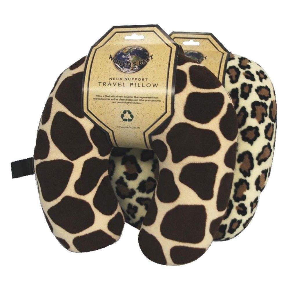 Animal Print Travel Pillow - Giraffe/ Leopard Print (2pc), Tan/Brown | Target