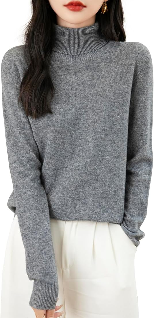 Women's Turtleneck 100% Merino Wool 2024 First-Line Ready to Wear Fall Winter Seamless Knit Pullo... | Amazon (US)