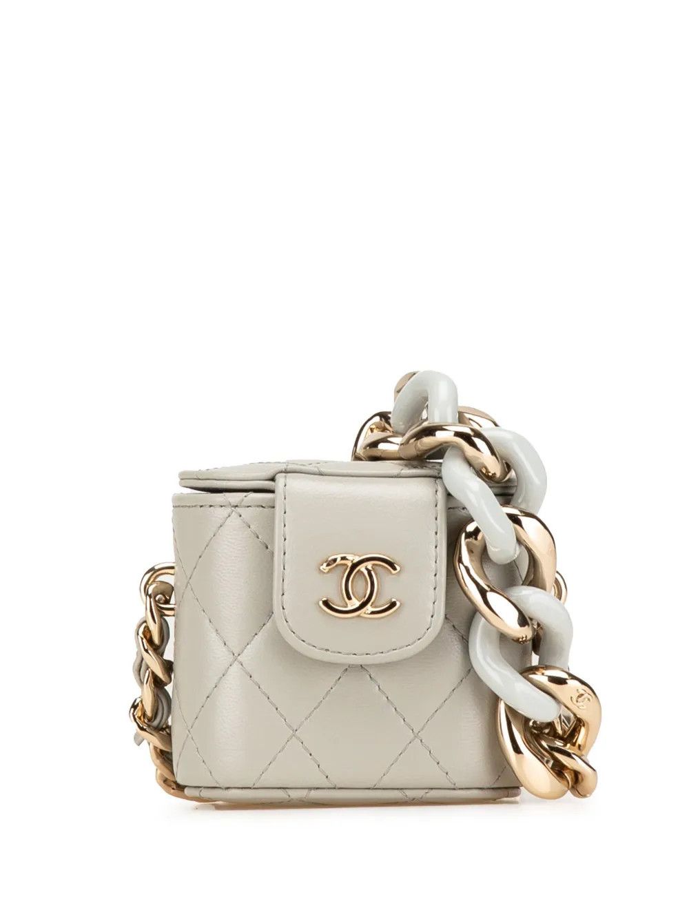 CHANEL Pre-Owned 2021 Mini Lambskin Elegant Chain Vanity Case crossbody bag - Grey | Farfetch Global