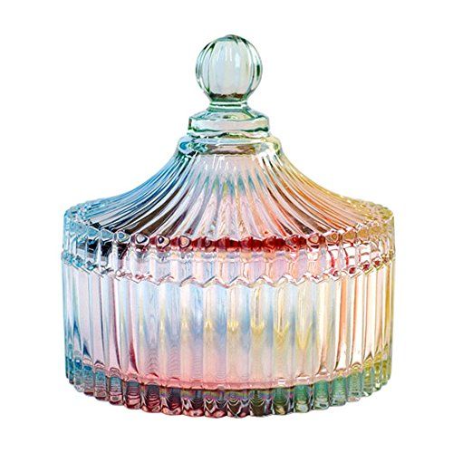 SOCOSY Royal Embossed Clear Glass Apothecary Jar With Lids , Candy Jar Containers Wedding Candy Buff | Amazon (US)