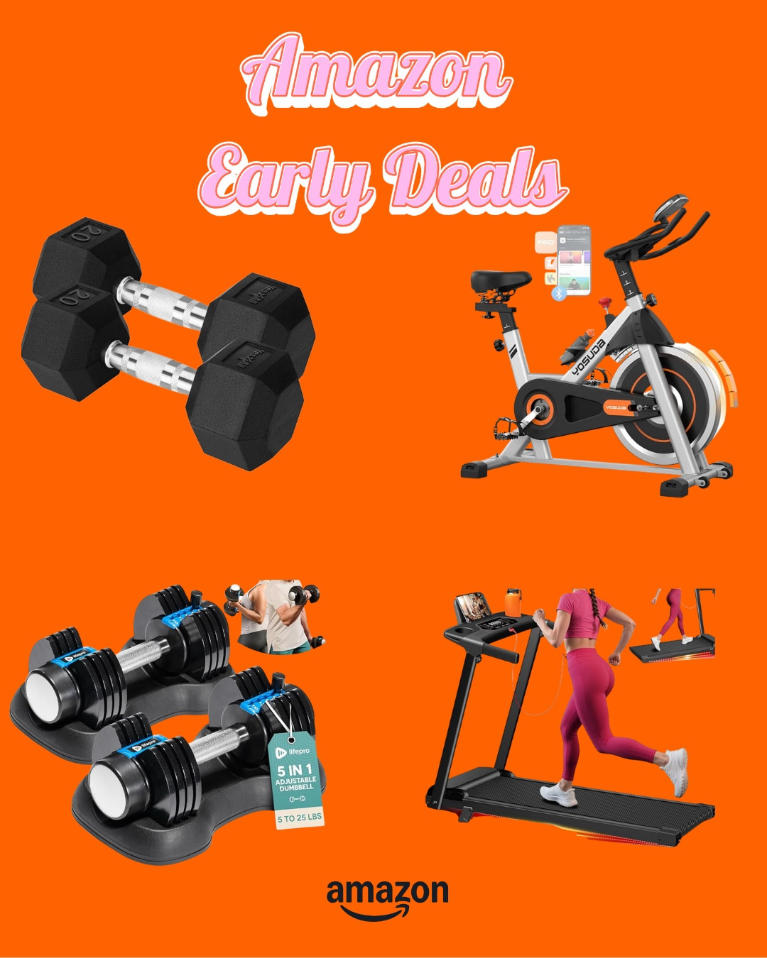 Get your home gym setup complete with these early deals!

The adjustable dumbbells are perfect for a variety of strength training exercises.

The exercise bike offers a low-impact workout with plenty of resistance levels.

The treadmill is a great way to stay active indoors, even on rainy days.

And don't forget the compact dumbbells for those quick workouts on the go.

#AmazonFitnessDeals
#HomeGymSetup
#FitnessGoals

#LTKSaleAlert