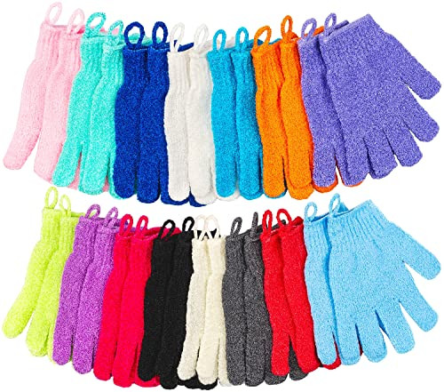 30 Pcs Exfoliating Gloves for Shower, 15 Colors Body Exfoliator Glove with Hanging Loop, Scrub Exfoliate Glove Mitt Bath Face Spa Hand Scrubber Wash Deep Scrubbing Dead Skin for Women Men, by Aisuly | Amazon (US)