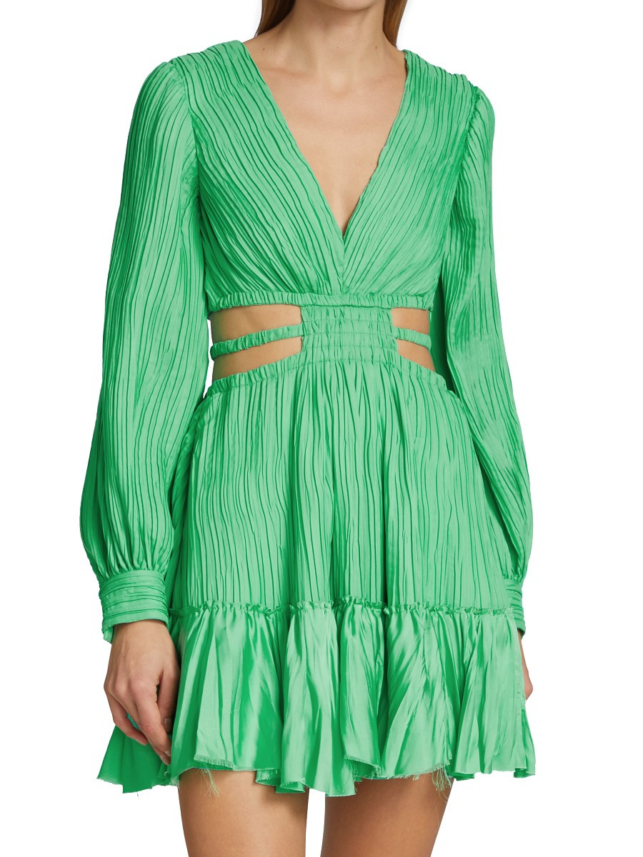 Jonathan Simkhai Women's Londyn Pleated Waist Cut-Out Minidress - Kiwi - Size M | Saks Fifth Avenue OFF 5TH