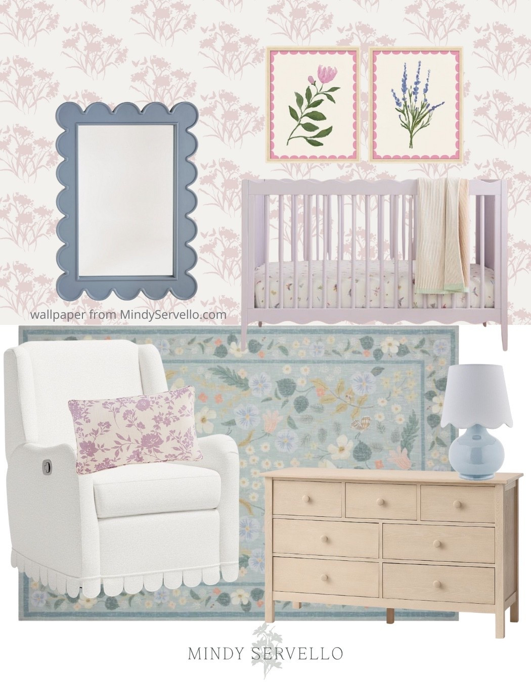 Floral pink wallpaper
Baby girl nursery 
Baby girl, nursery wallpaper 
Oak dresser 
Blue and pink nursery 
Purple and pink nursery 
White glider 

#LTKHome #LTKFindsUnder100 #LTKBaby