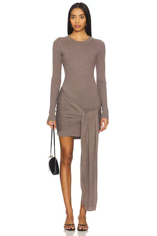 Lovers and Friends Jeany Tie Front Mini Dress in Dark Taupe from Revolve.com | Revolve Clothing (Global)