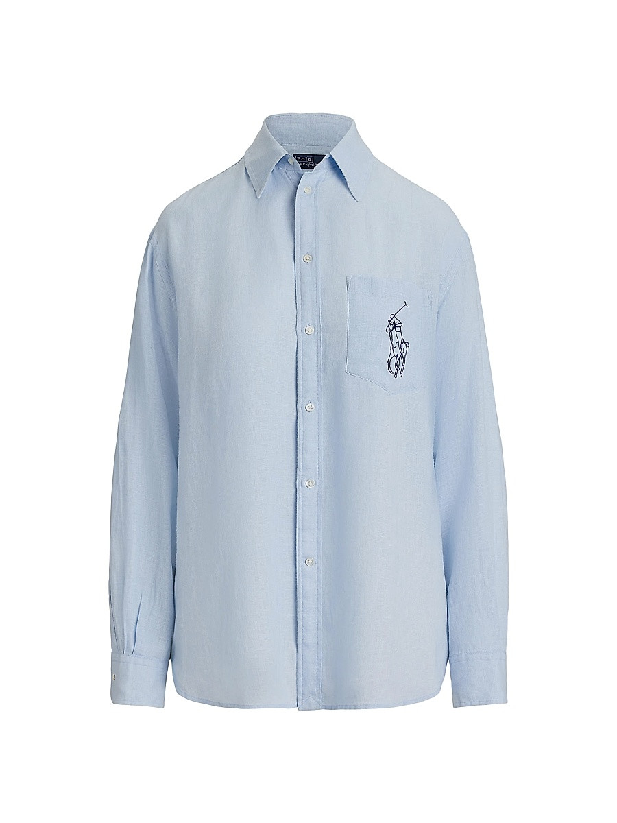 Women's Big Pony Linen Oversized Shirt - Cold Springs - Size Large | Saks Fifth Avenue