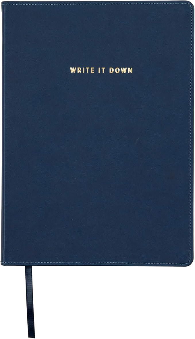 C.R. Gibson Large Navy Blue Leather Journal Notebook, 7.5'' W x 10.25'' L, 192 Pages | Amazon (US)