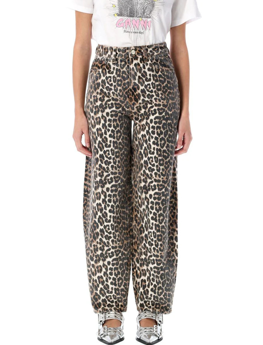 Ganni Leopard Denim Stary Jeans | Baltini