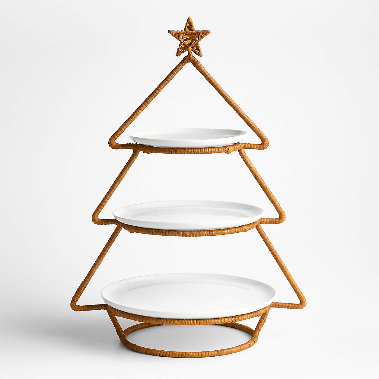 Wicker Tiered Christmas Tree Server | Crate & Barrel | Crate & Barrel