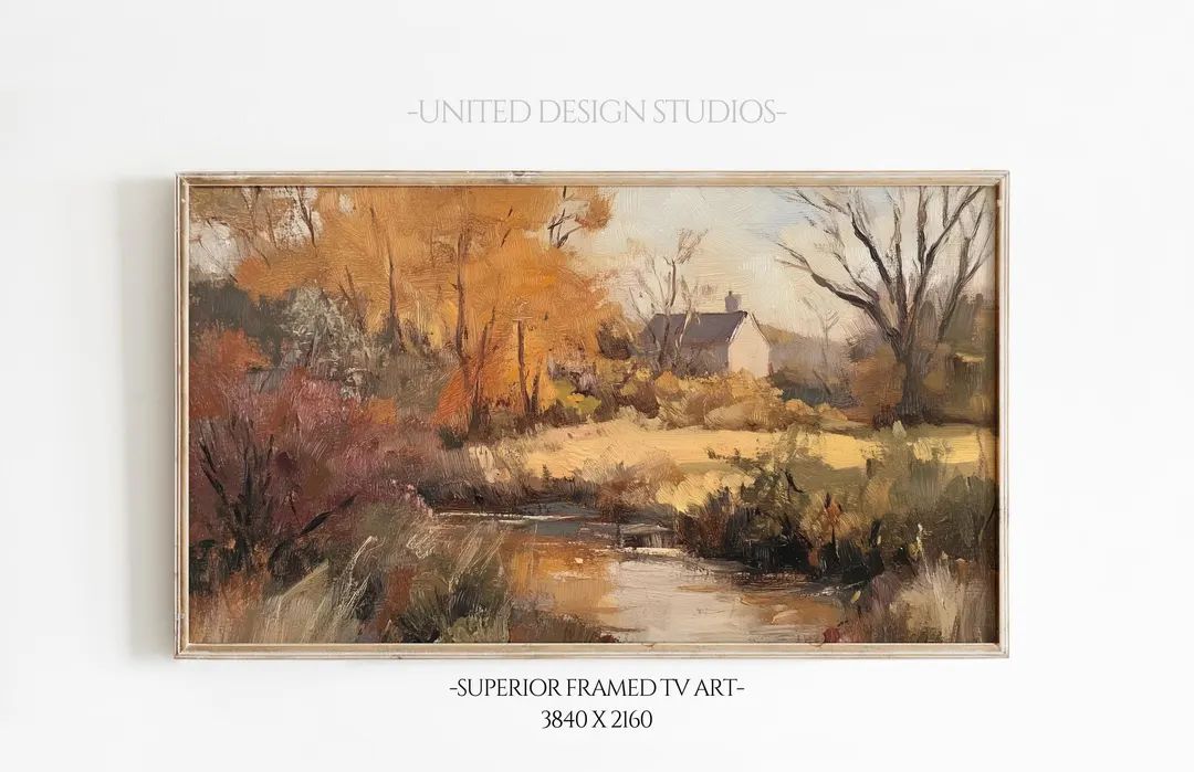 Fall Samsung FRAME TV Art Autumn landscape, Textured Vintage Oil Painting Fall Colors, Autumnal S... | Etsy (US)