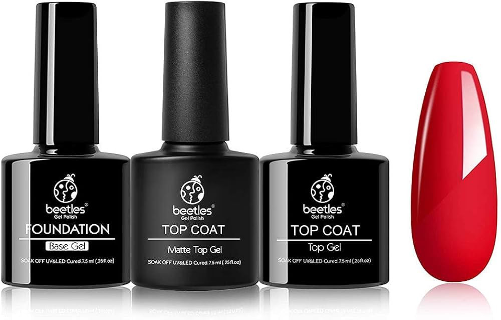Beetles Gel Polish Top and Base No Wipe Matte Coat 3Pcs Nail Set Shine Effect Long Lasting Soak O... | Amazon (CA)