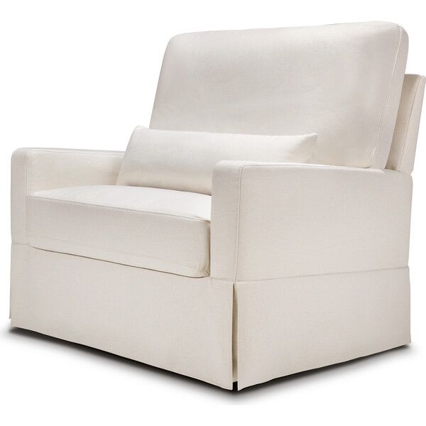 Crawford Pillowback Chair & A Half Comfort Swivel Glider, Performance Cream Eco-Weave | Maisonette