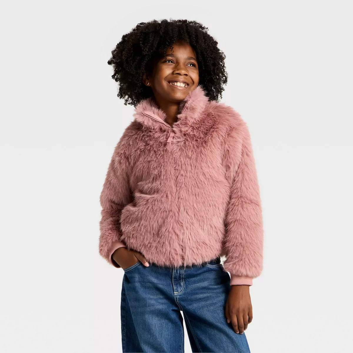 Girls' Faux Fur Jacket - art class™ | Target