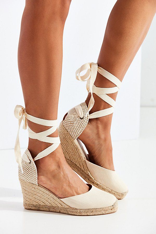 Soludos Linen Espadrille Tall Wedge Sandal - White 6. at Urban Outfitters | Urban Outfitters (US and RoW)