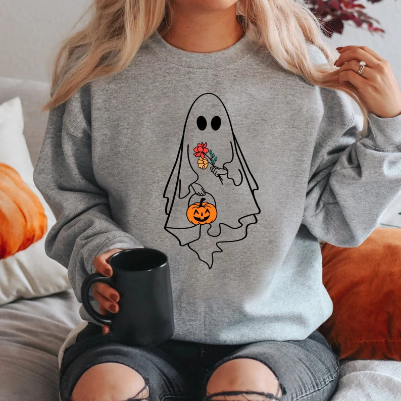 Vintage Halloween Sweatshirt Ghost Halloween Shirt for Women - Etsy | Etsy (US)