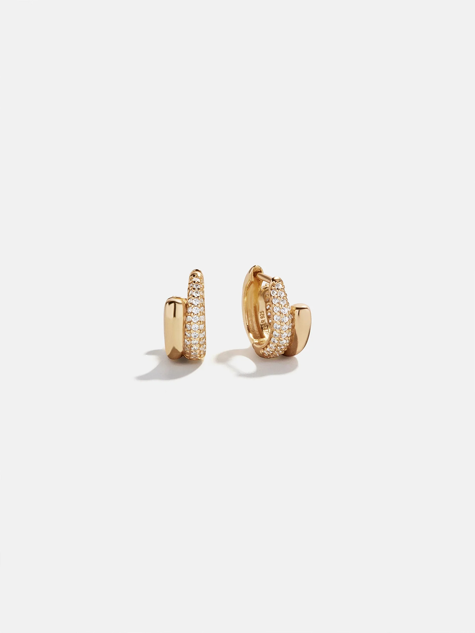 Maddison 18K Gold Huggie Earrings - Gold/Pavé | BaubleBar