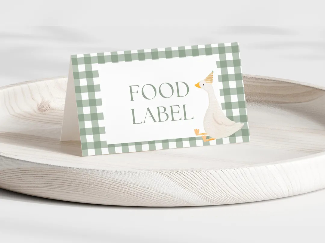 Sage Green Silly Goose Birthday Decor Goose 1st Birthday Food Label Template Boy First Birthday B... | Etsy (US)