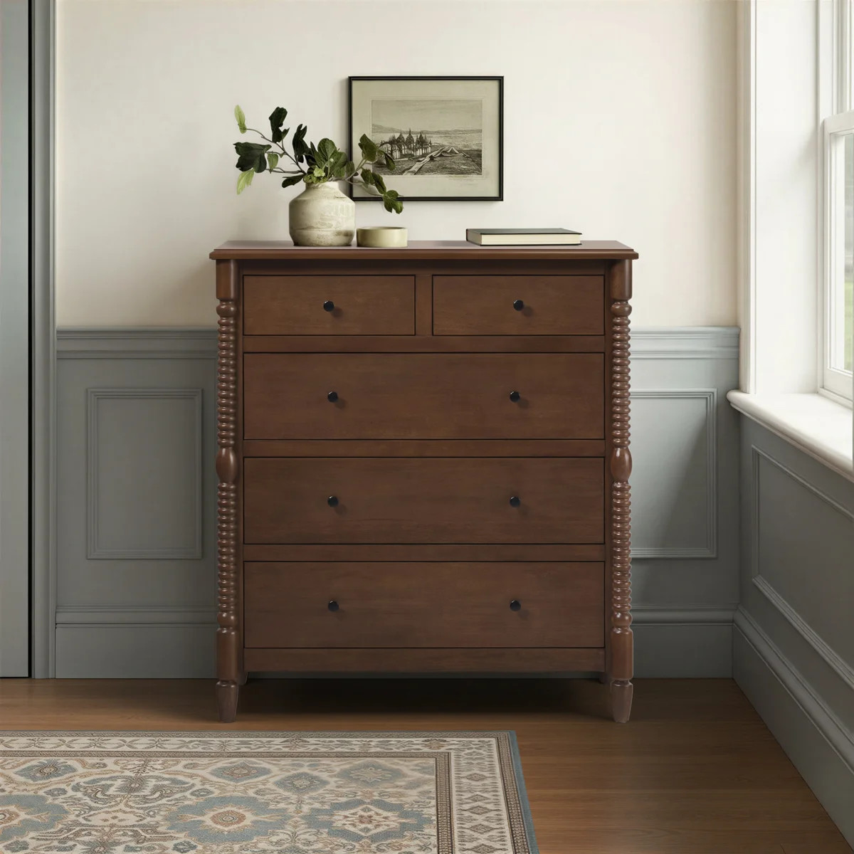 Vivienne Easy Assembly Solid Wood Spindle 5-Drawer Dresser | Wayfair North America