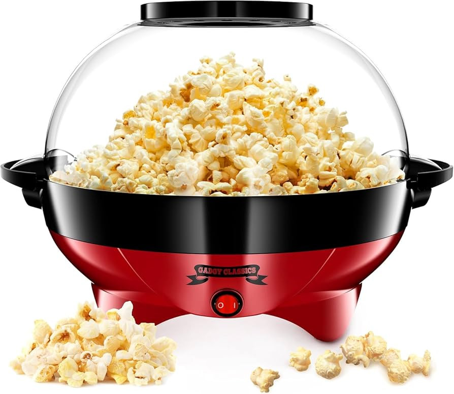 Popcorn Machine – 800W Electric Hot Oil Popcorn Maker with Non-Stick Plate, Lid & Stirrer – L... | Amazon (US)