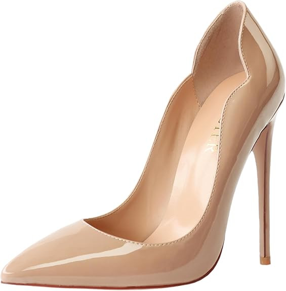 COLETER Women's Sexy Pointed Toe High Heels,4.72 inch/12cm Patent Leather Pumps,Wedding Dress Sho... | Amazon (US)