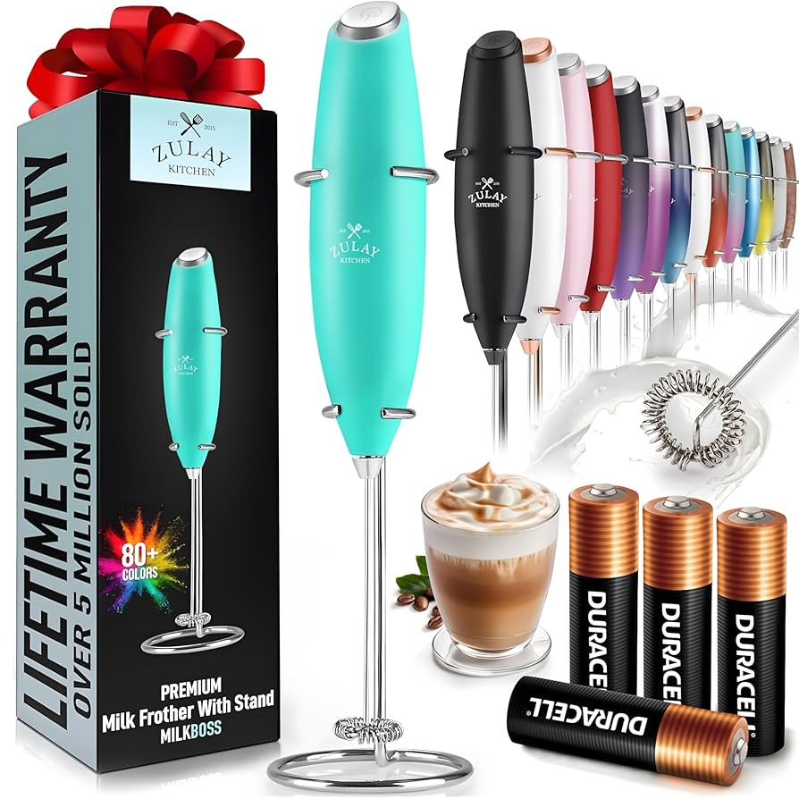 Zulay Powerful Milk Frother Handheld Foam Maker for Lattes - Whisk Drink Mixer for Coffee, Mini F... | Amazon (US)