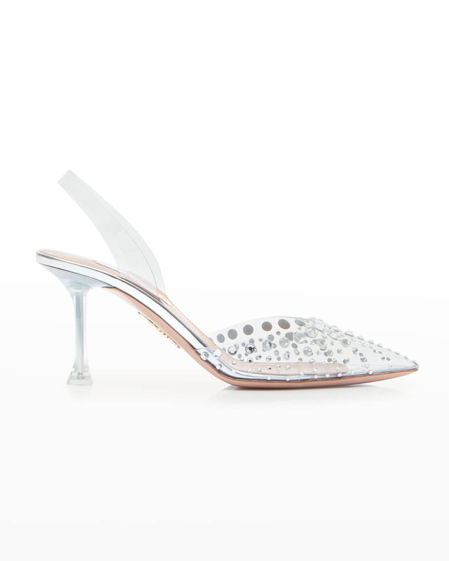 Aquazzura Starburst Embellished Clear Halter Pumps | Neiman Marcus