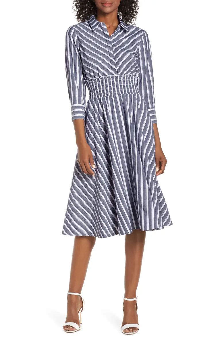 Eliza J Stripe Midi Shirtdress | Nordstrom | Nordstrom