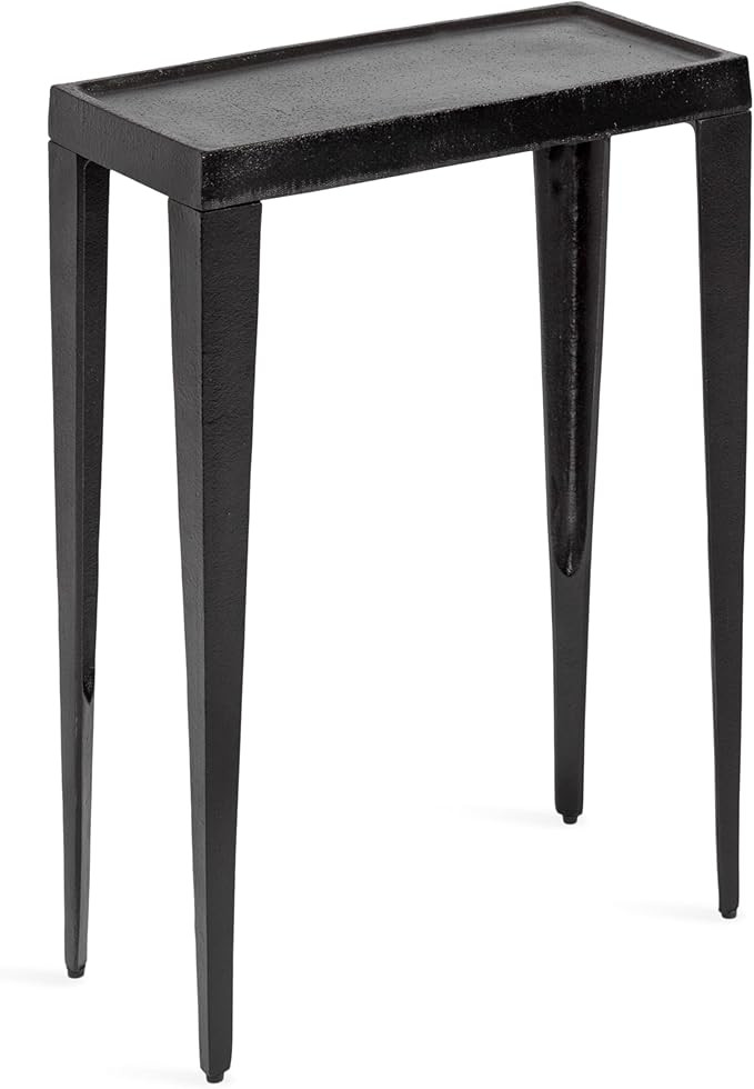 Kate and Laurel Rava Modern Cast Aluminum Metal Narrow Side Table, 16 x 8 x 25, Black, Slim Bedro... | Amazon (US)