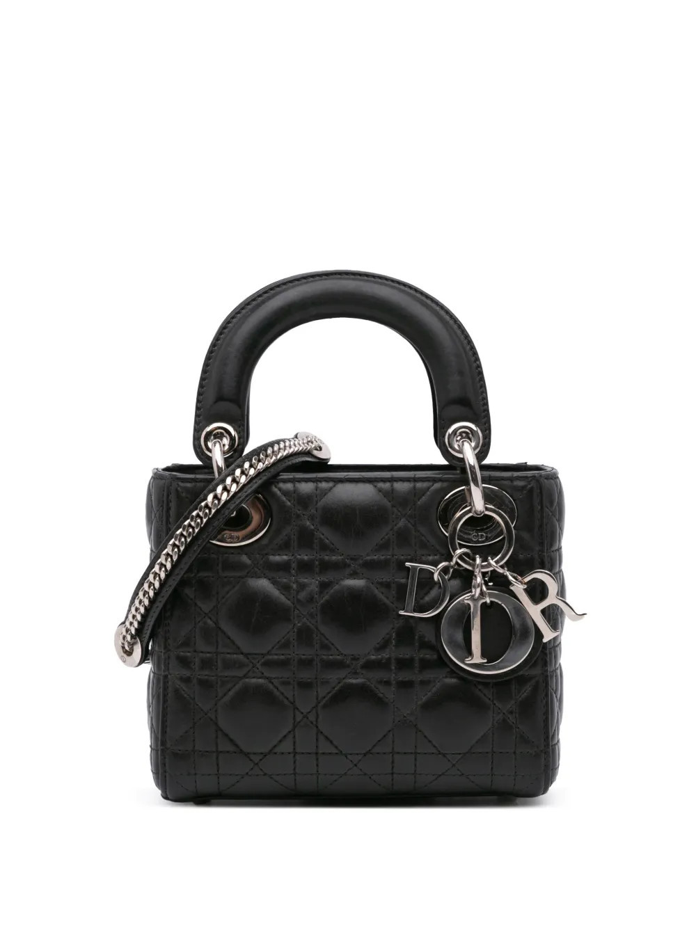 Christian Dior Pre-Owned 2015 Mini Lambskin Cannage Lady Dior satchel - BLACK | Farfetch Global
