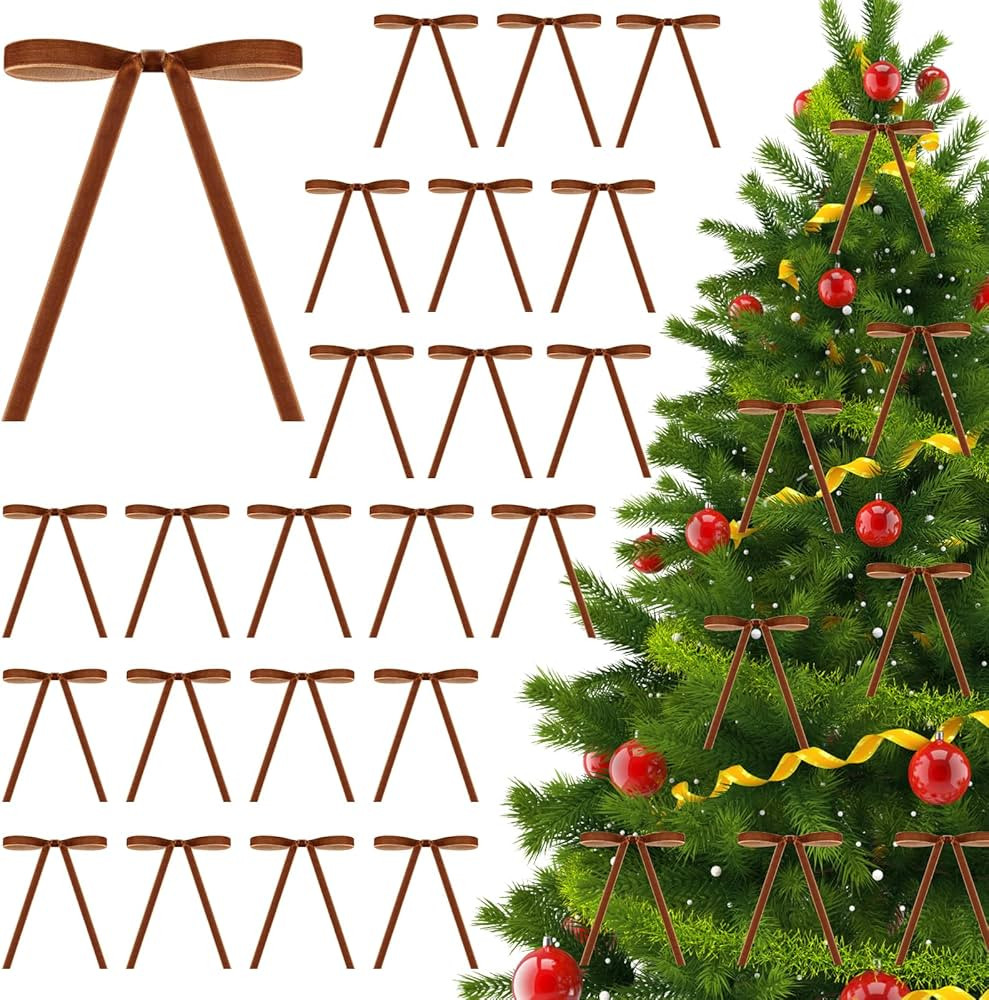 36PCS Velvet Christmas Tree Bows 5 x 7 Inch Velvet Ribbon Bow Velvet Christmas Wreath Bow Rustic ... | Amazon (US)