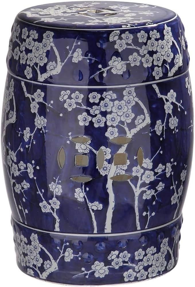 Safavieh Midnight Kiss Ceramic Decorative Garden Stool, Dark Blue | Amazon (US)