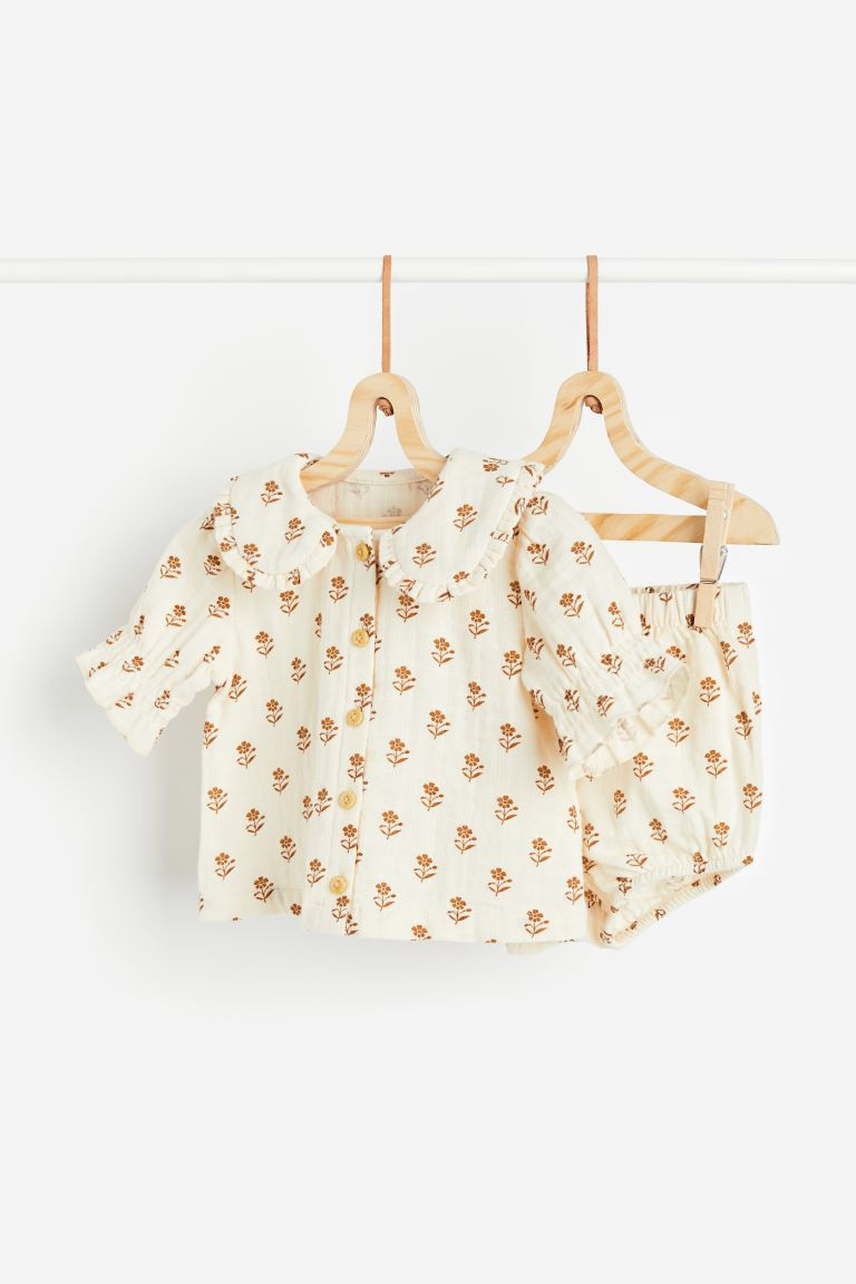 2-piece Cotton Set - Cream/floral - Kids | H&M US | H&M (US + CA)
