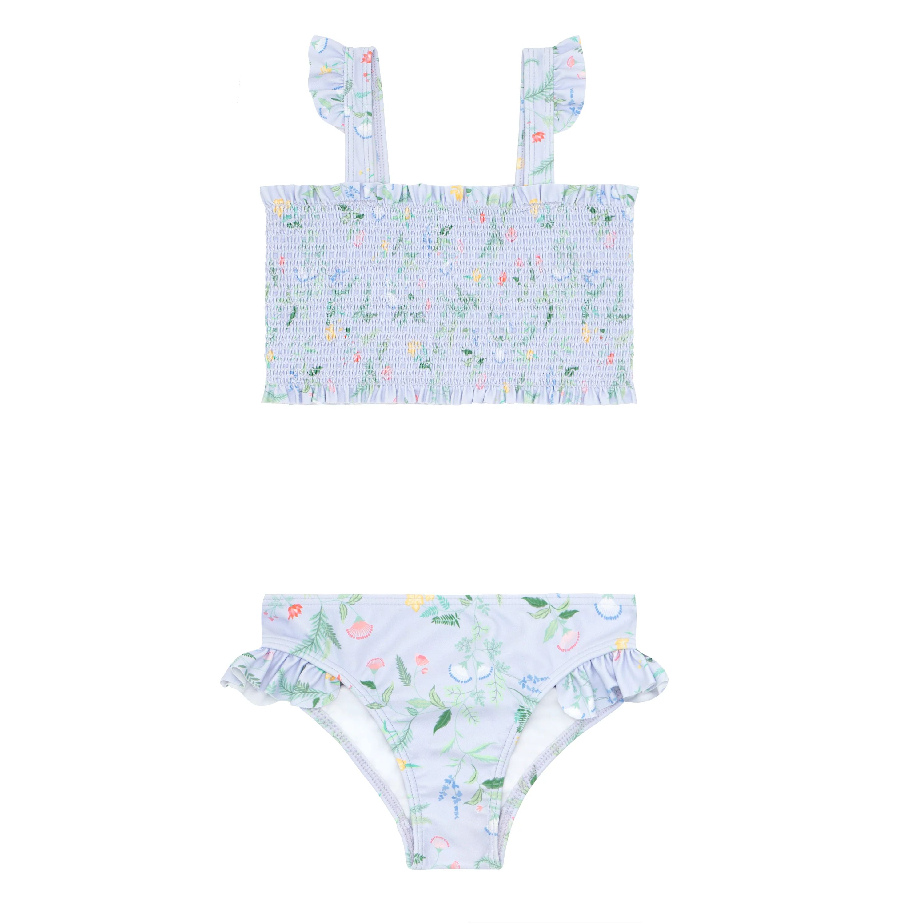 girls bay lavender floral smocked bikini | minnow