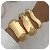 BUYITO Chunky Gold Bangles Bracelets for Women Trendy Stack Statement Bangle Irregular Cuff Brace... | Amazon (US)