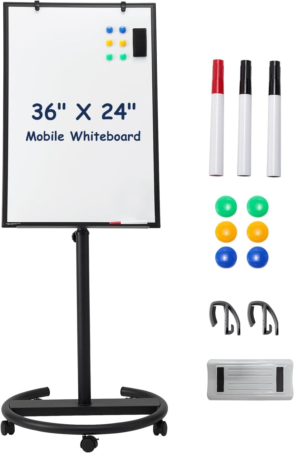 Magnetic Mobile Whiteborad Dry Erase - 36 X 24 Inches Standing White Board Easel, Height Adjustab... | Amazon (US)