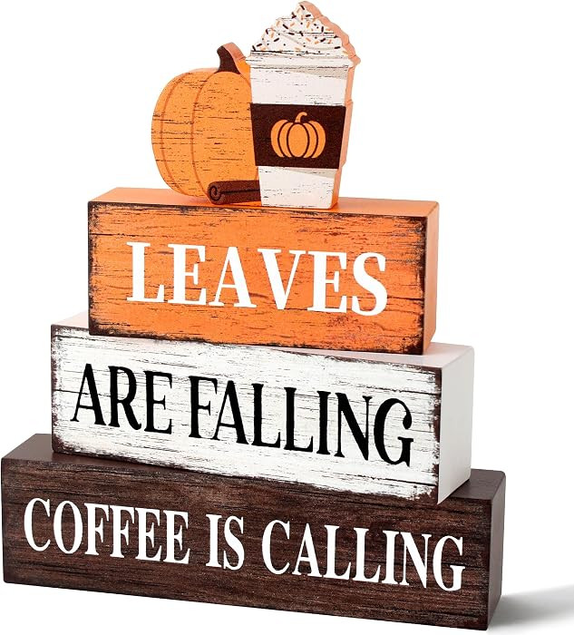 4 Pcs Fall Wooden Decor, Fall Table Decorations Gifts for Home Harvest | Amazon (US)