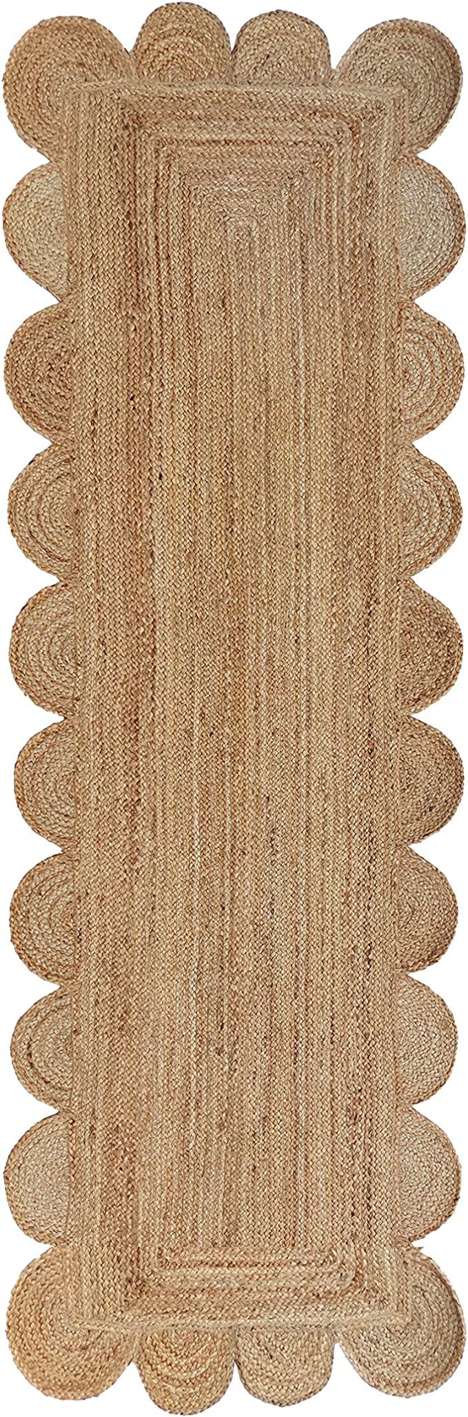 Scalloped Natural Jute Area Rug, Natural Color (2'6"X6') | Amazon (US)