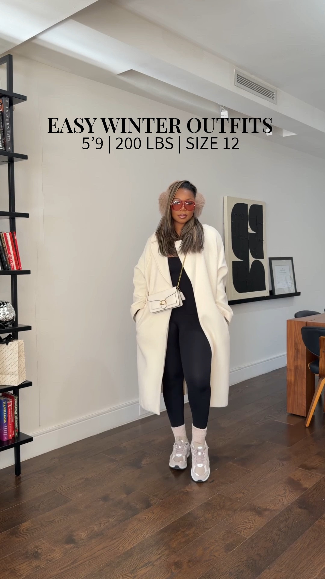 Love these looks!!! 

Look 1 (white sweatsuit) large top + XL bottom + large coat 
Look 2 (green turtle neck) medium top + XL bottom + large coat 
Look 3 large jumpsuit + medium coat 
Look 4 large sweater + large leggings + XL coat 

#LTKMidsize #LTKHoliday #LTKTall