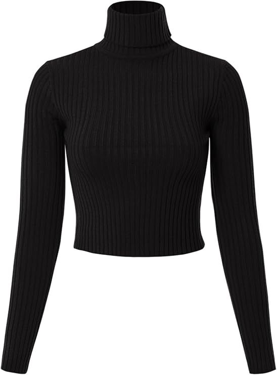 MixMatchy Women's Solid Long Sleeve Ribbed Turtle Neck Ultra Comfort Top | Amazon (US)