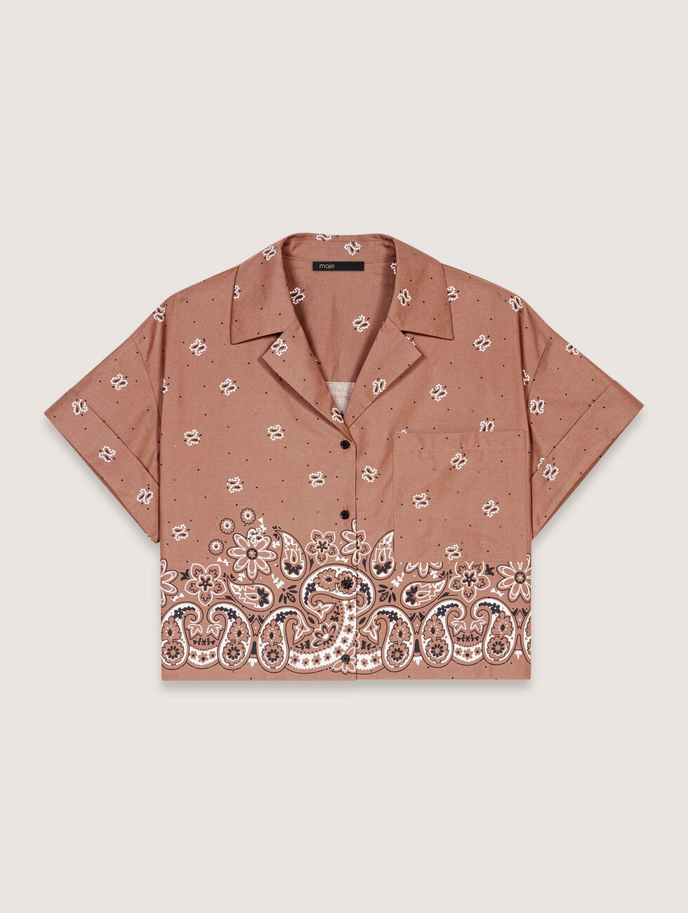 Patterned rhinestone cropped shirt | Maje US | Maje US